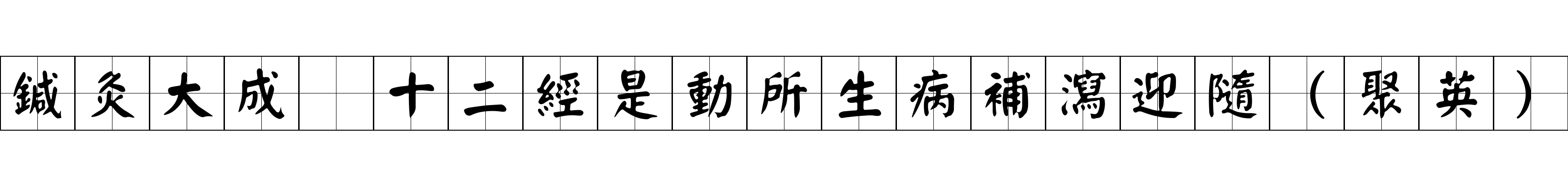 鍼灸大成 十二經是動所生病補瀉迎隨（聚英）